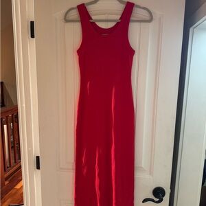 Everlane Red Sheath Midi Dress Scoop Neck Sleeveless